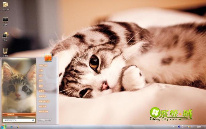 萌猫win7系统主题桌面