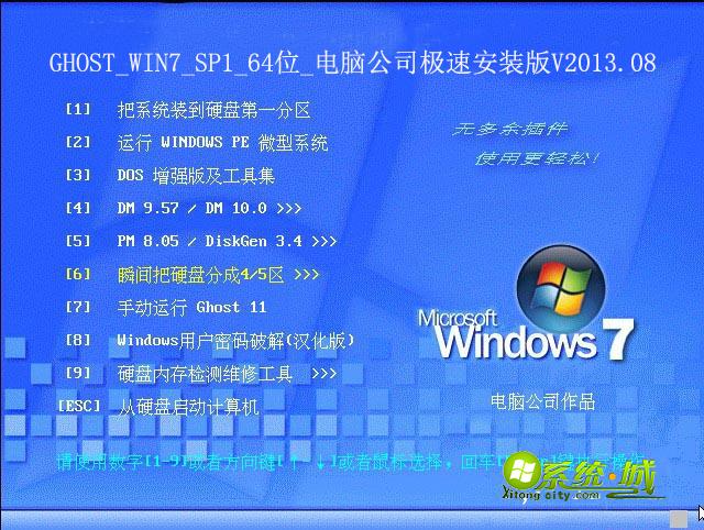 GHOST_WIN7_SP1_64位_电脑公司极速安装版V2013.08安装部署图