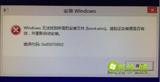 Windows无法找到所需的安装文件[boot.wim]