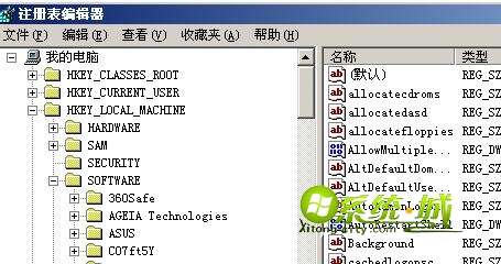 打开了“注册表编辑器”