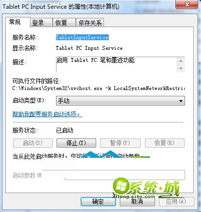 停用“Tablet PC Input Service”服务
