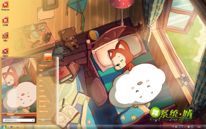 阿狸呼呼大睡win7电脑主题桌面