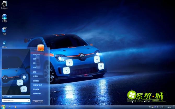 雷诺Q版汽车win7电脑桌面