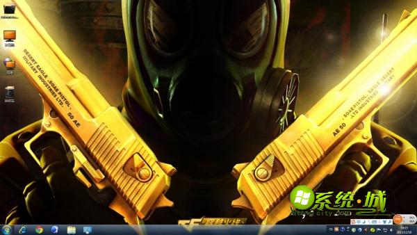 黄金柯尔特双枪win7电脑主题