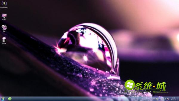 紫色花朵上闪亮的露珠win7桌面主题