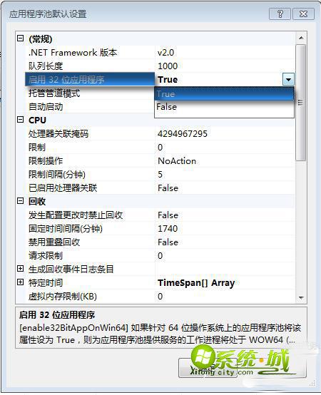 启用32位应用程序