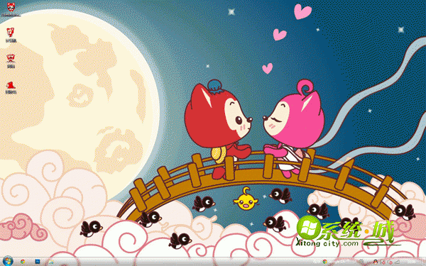 幸福的阿狸和桃子win7系统电脑主题