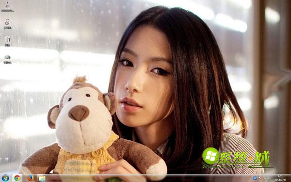 美女和猴子win7系统电脑主题