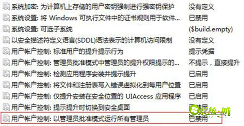 以管理员批准模式运行所有管理员”选项