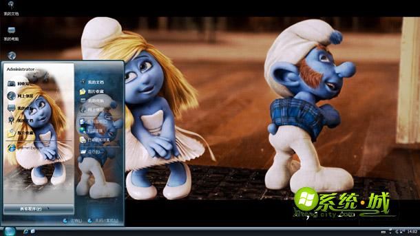 超可爱蓝精灵影视xp系统电脑主题