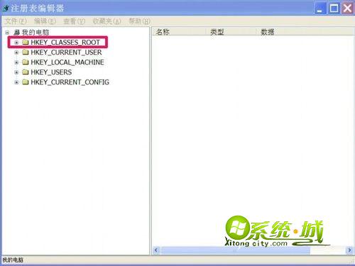 选择“HKEY_CLASSES_ROOT”