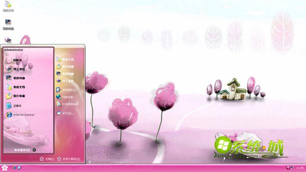 粉色卡通田园美景xp系统电脑主题下载