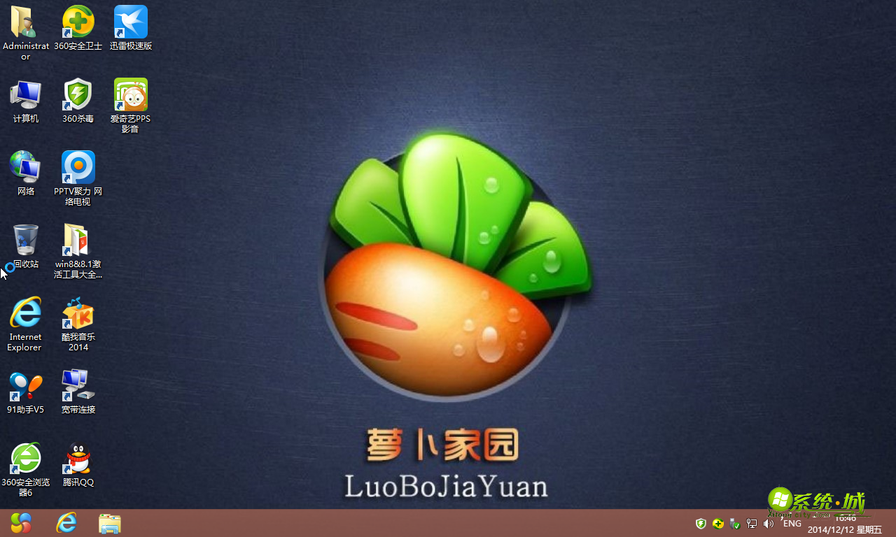 萝卜家园GHOST WIN8 64位装机版开机桌面图