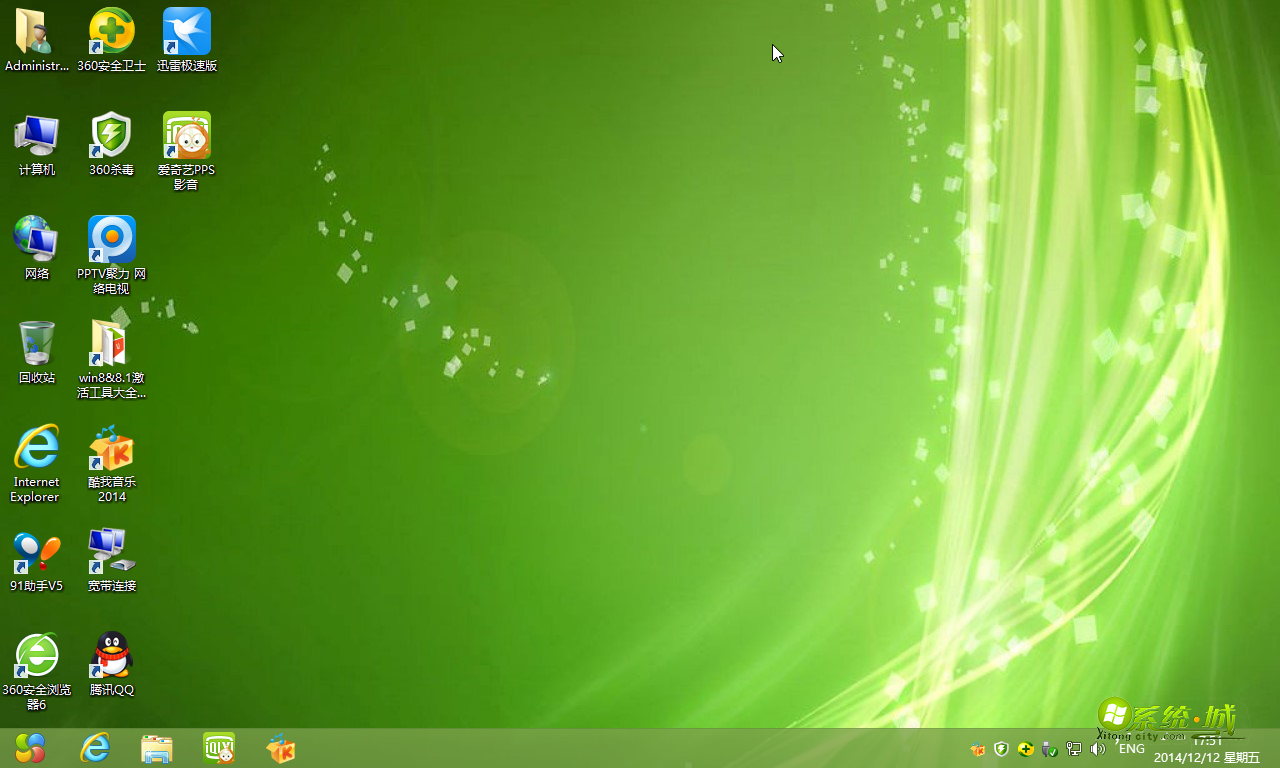 绿茶系统GHOST WIN7 64位专业版开机桌面图