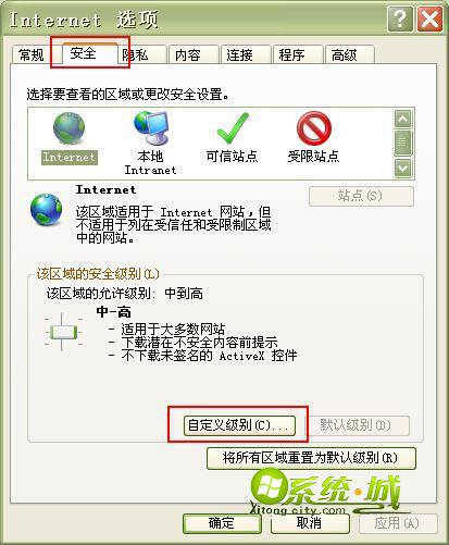 点击“自定义级别”
