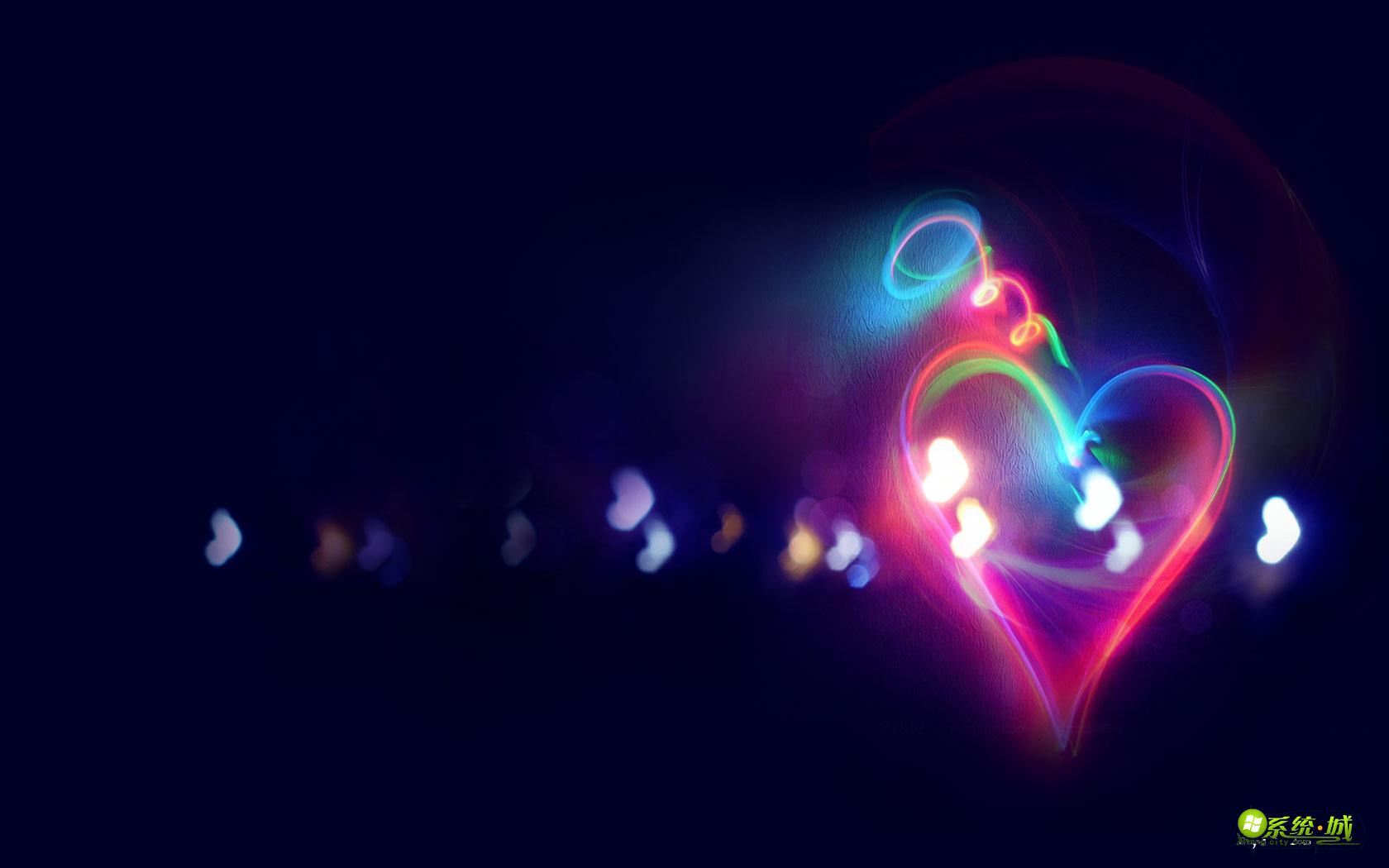 灵动彩色心型win7系统主题