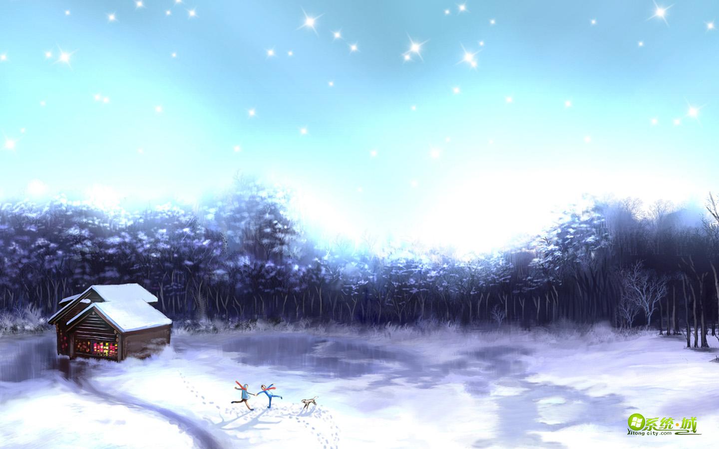 浪漫冬季win7主题桌面