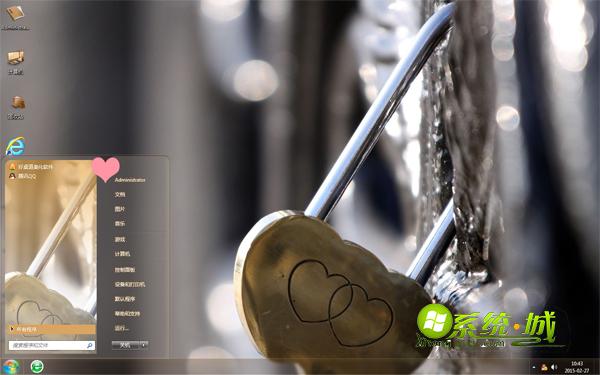 精美同心锁win7系统主题