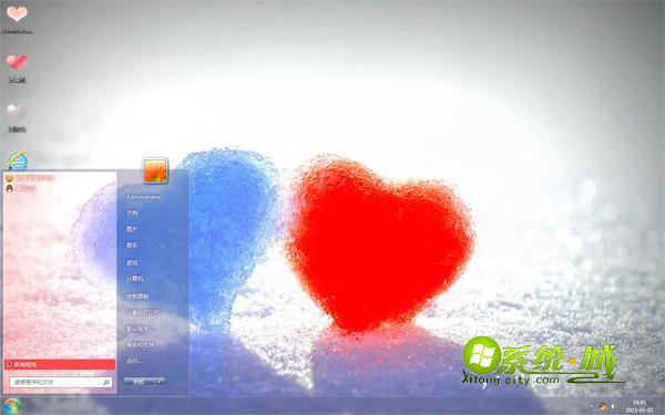冰雪爱心精美win7电脑主题