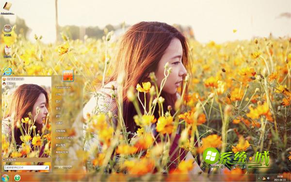 花海清纯少女win7电脑主题