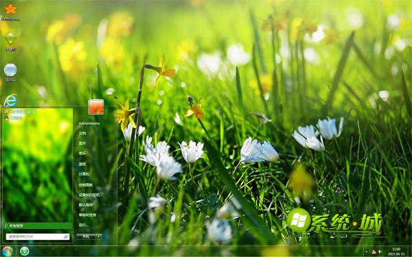 清新绿草花朵win7电脑主题