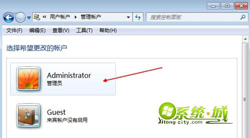 选择需要设置密码的帐户
