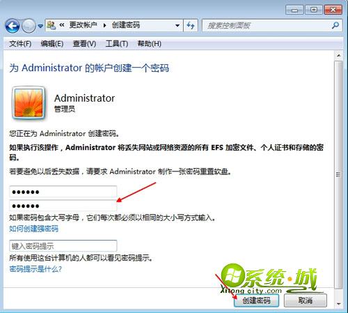 输入密码和密码提示