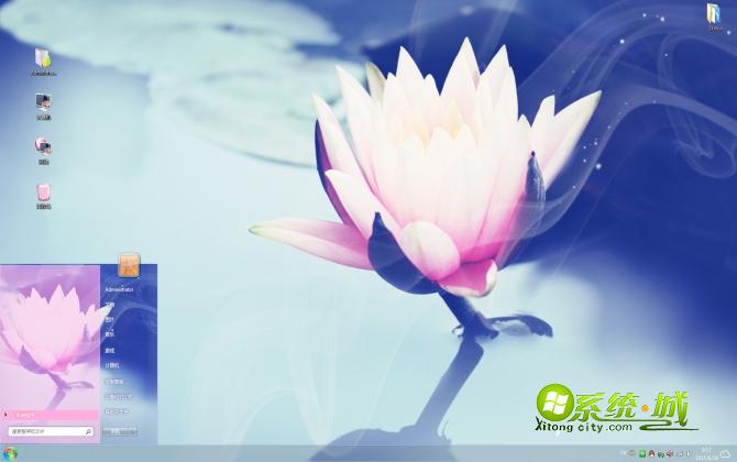 蓝色唯美荷花win7主题桌面