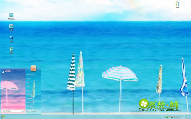 蓝色海边风景win7系统主题