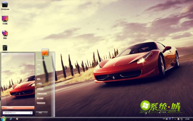 红色炫美跑车win7主题桌面